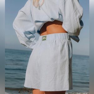 Linen resort button down and shorts set